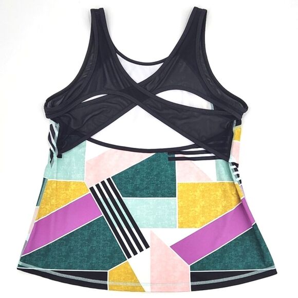 FILA Sport UPF Mesh Cross Back Geometric Print Workout Tank Top Womens Size XL - Picture 4 of 10